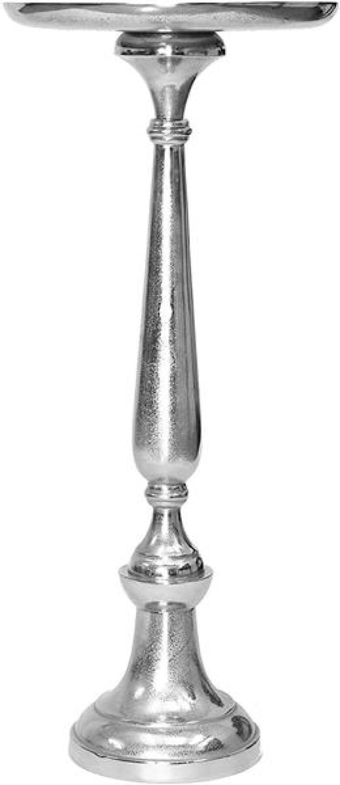Dekosäule "Silber" aus Metall, 78cm hoch, Antik Look, XXL Kerzenständer, Metallsäule, Blumensäule, Beistelltisch, Windlichtsäule