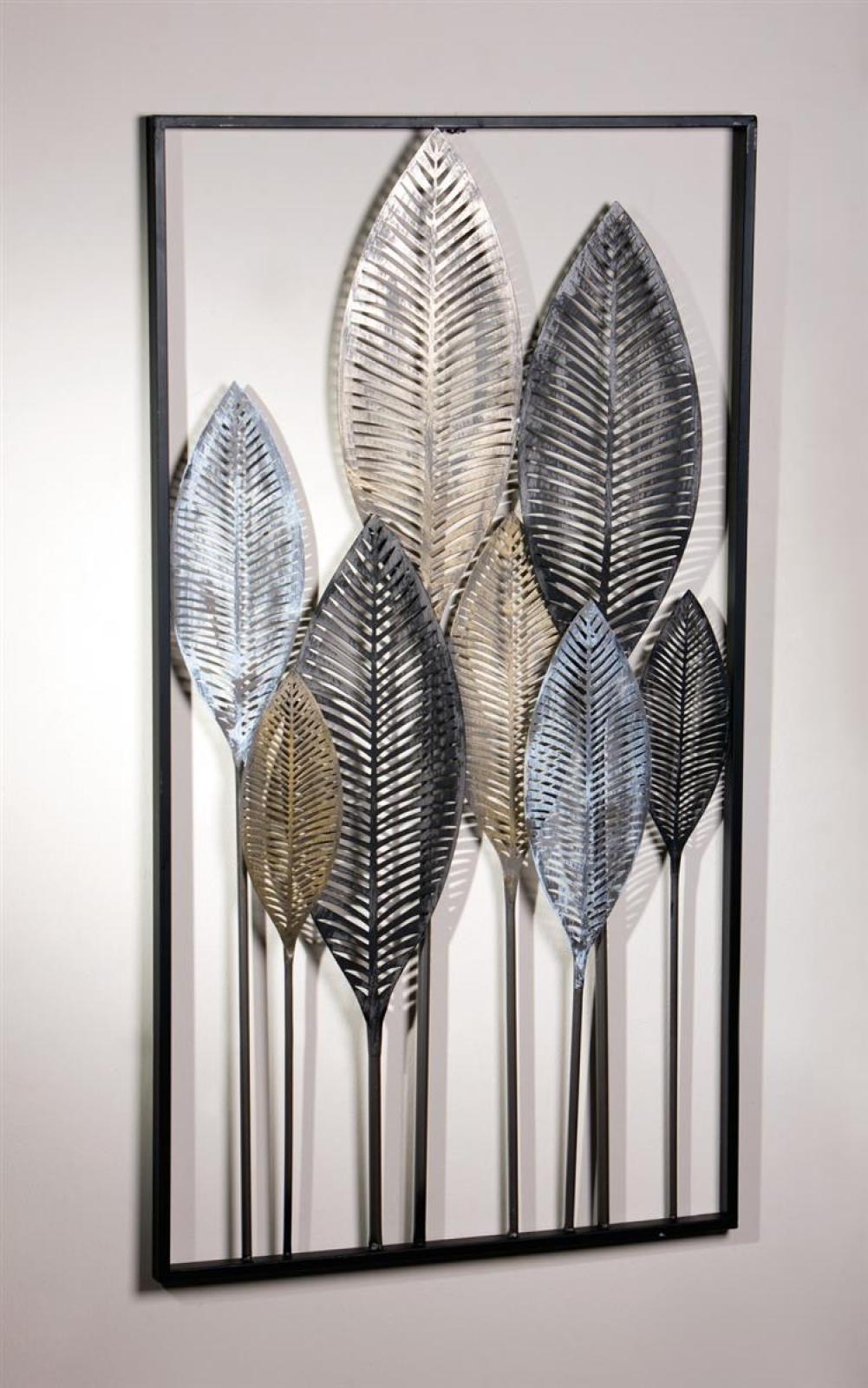 3D Wandbild "Blätterwald" aus Metall, 52x95 cm, Wanddeko, Wandschmuck, Metallbild