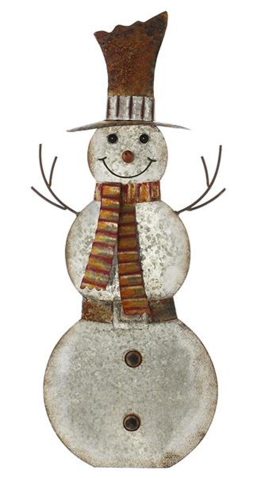 Dekofigur "Schneemann" aus Metall, silber, 75 cm hoch, Gartendekofigur, Winterdeko, Gartendeko für Draußen