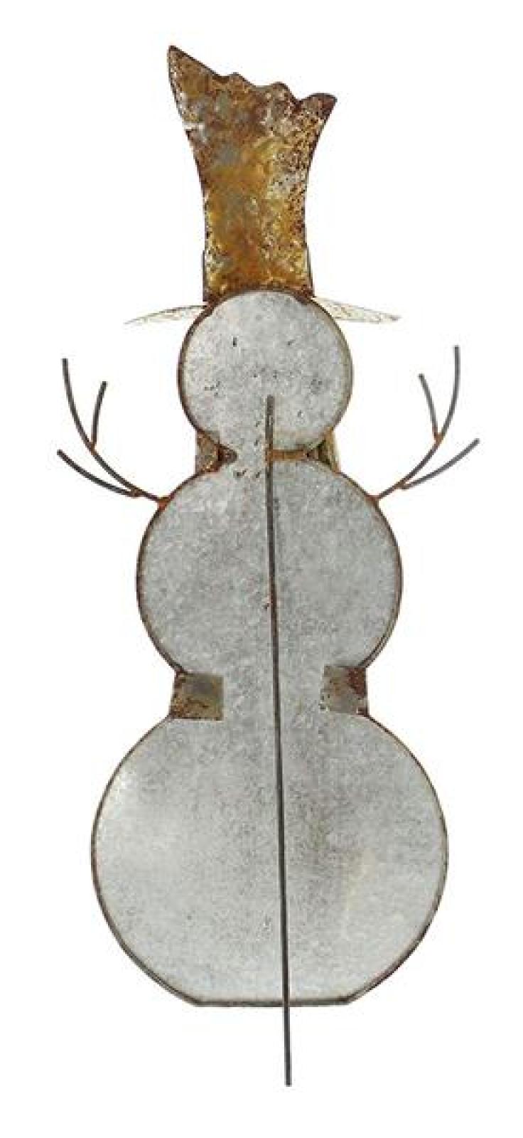 Dekofigur "Schneemann" aus Metall, silber, 75 cm hoch, Gartendekofigur, Winterdeko, Gartendeko für Draußen