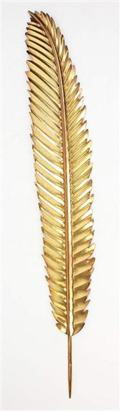 Wandhänger "Feder" aus Metall, gold, 99 cm hoch, Wandschmuck, Dekohänger