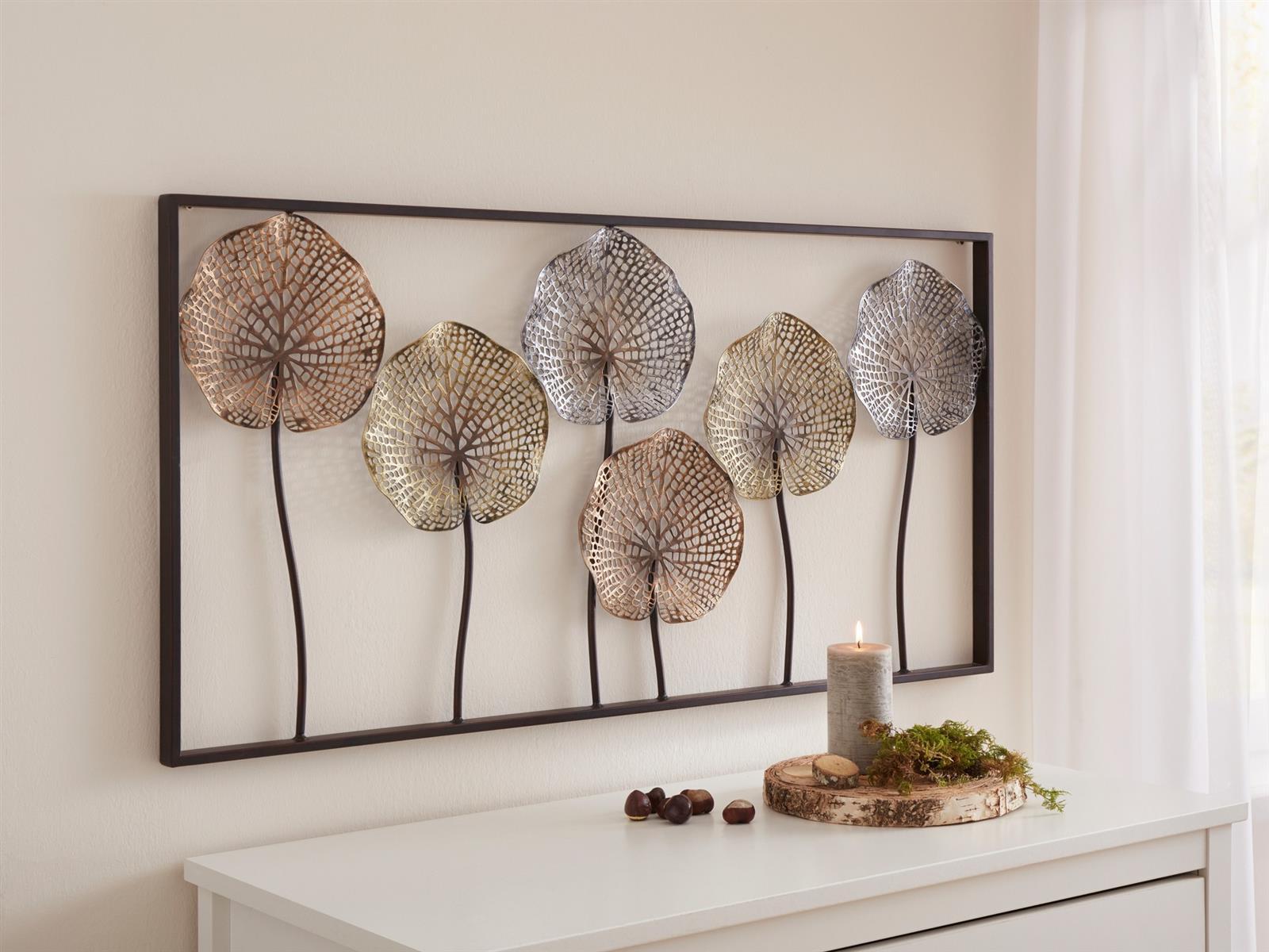 3D Wandbild "Lotus" aus Metall, 100x50 cm, Wandschmuck, Wanddeko, Metallbild, Deko-Objekt