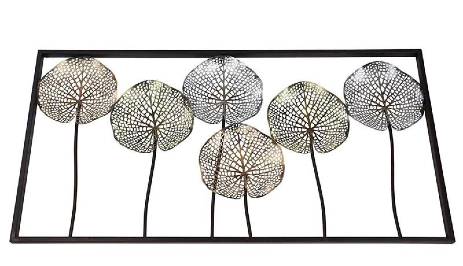 3D Wandbild "Lotus" aus Metall, 100x50 cm, Wandschmuck, Wanddeko, Metallbild, Deko-Objekt