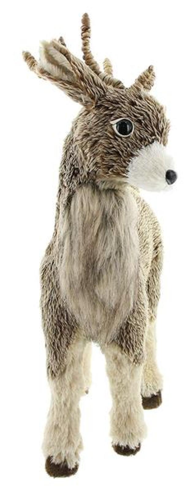 große Dekofigur "Rentier" mit Fell, 49 cm hoch, Weihnachtsdeko stehend, Tierfigur
