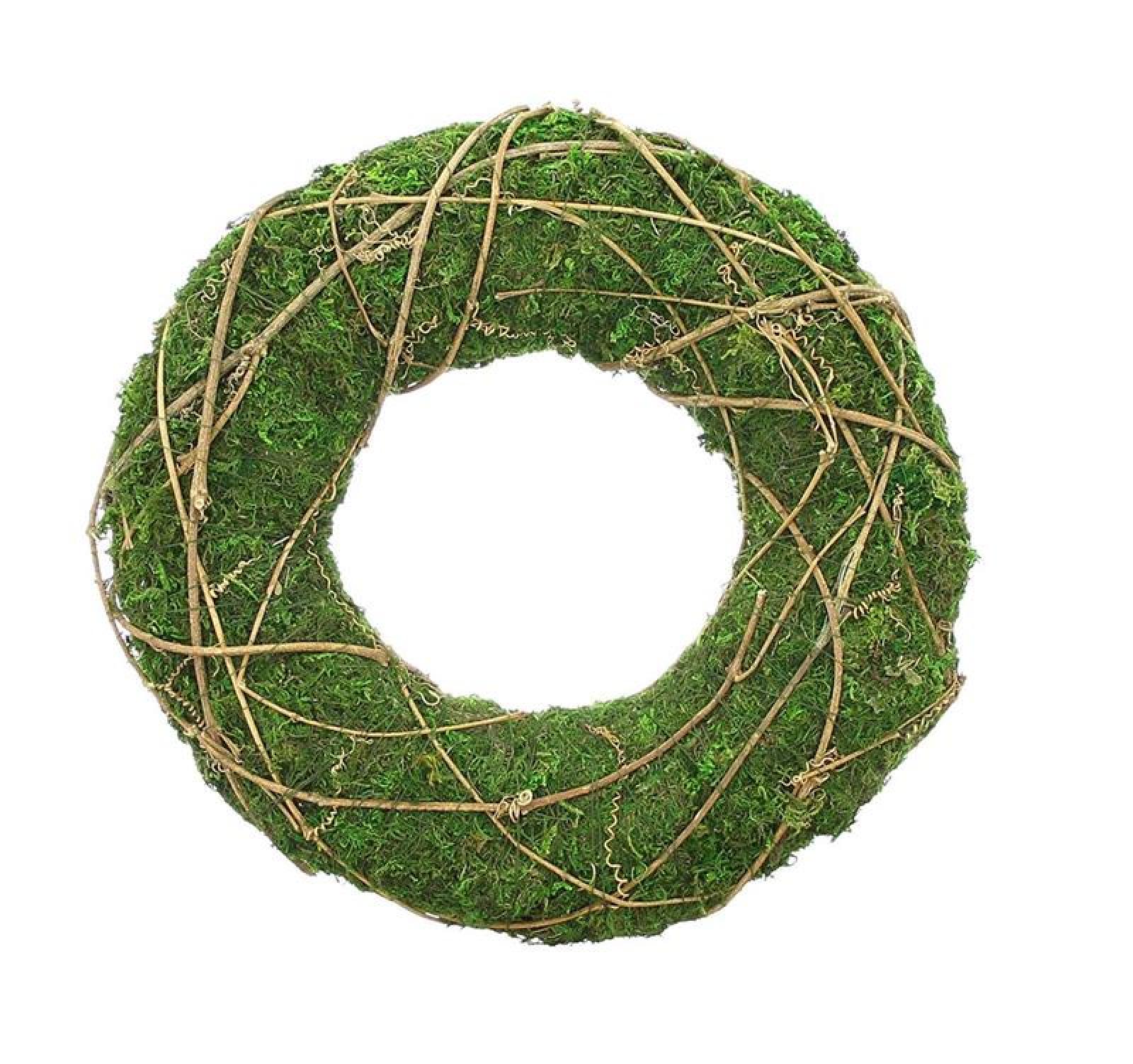Kranz aus Moos & Reisig, grün, Ø 30 cm, Dekokranz, Tischkranz
