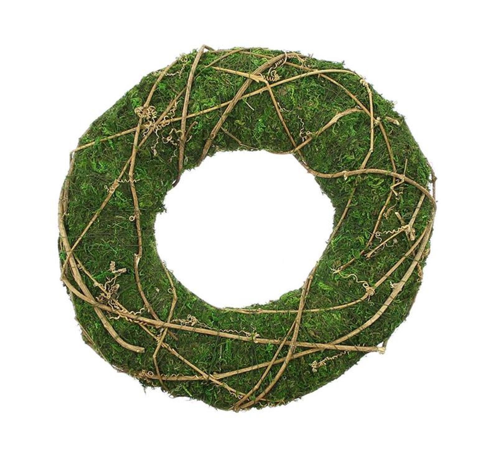 Kranz aus Moos & Reisig, grün, Ø 30 cm, Dekokranz, Tischkranz