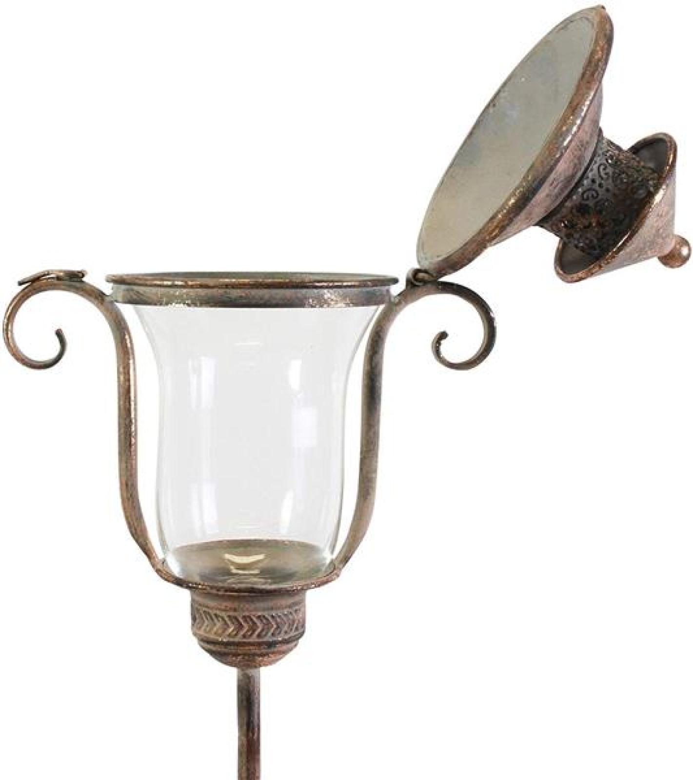 Stablaterne aus Metall im Antik Design, 118 cm hoch, Windlicht, Gartenstecker, Laterne, Metalllaterne, Kerzenlaterne, Gartendeko für Draußen