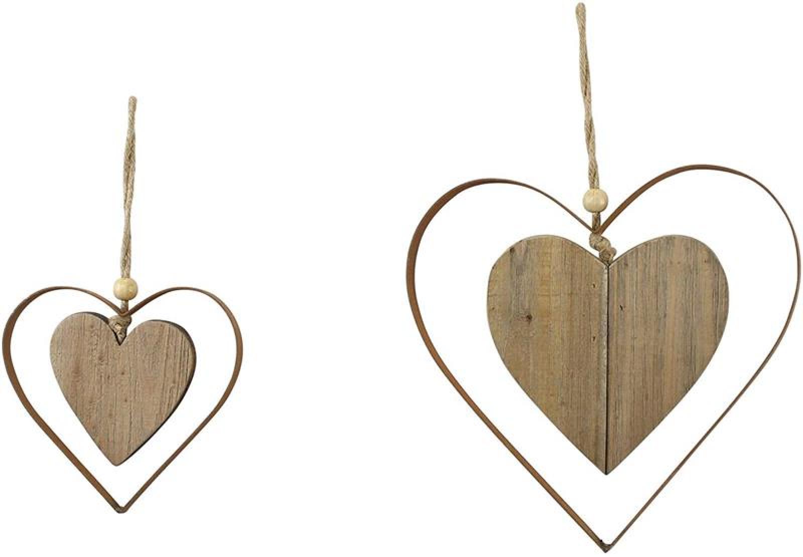 2x Dekohänger "Herz" aus Metall in Rost Optik & Treibholz, Fensterschmuck, Hängedeko, Hochzeitsdeko, Wanddeko