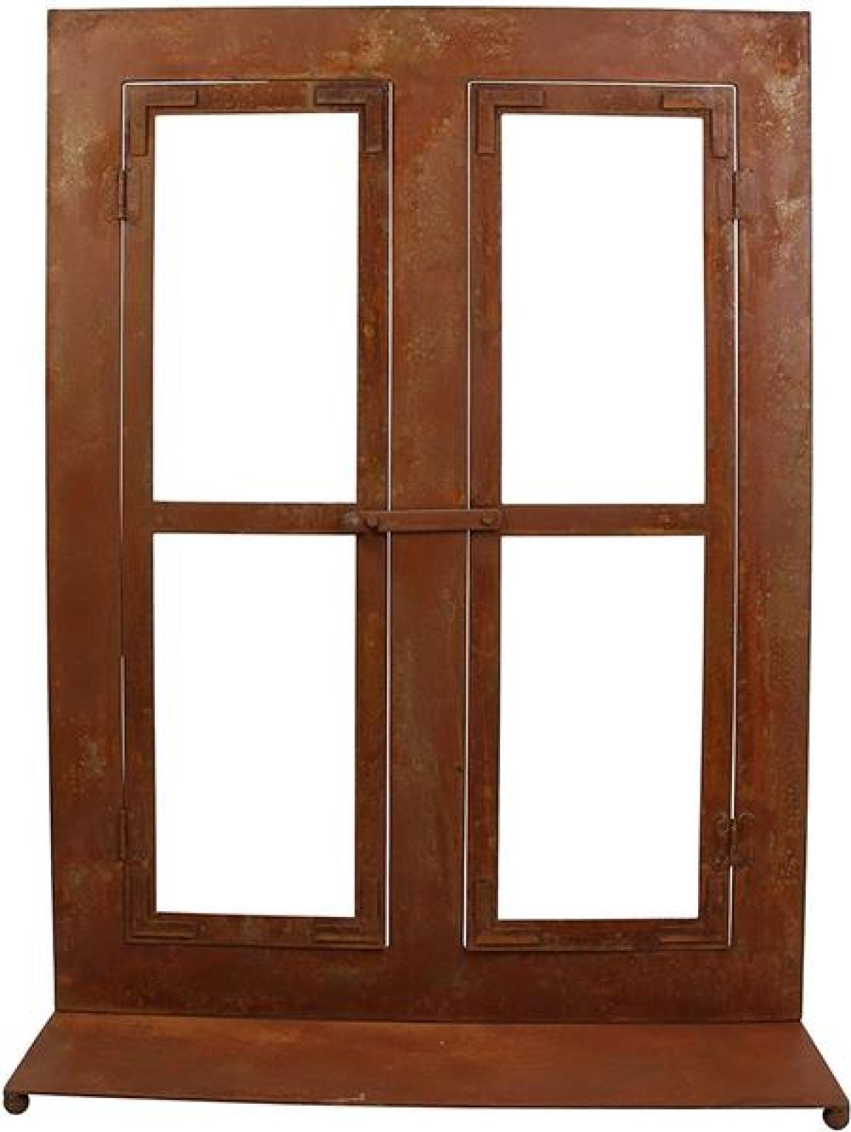 Gartendeko "Fenster" aus Metall in Rost Optik, 57x80 cm groß, Fensterrahmen, Sprossenfenster, Deko für Draußen