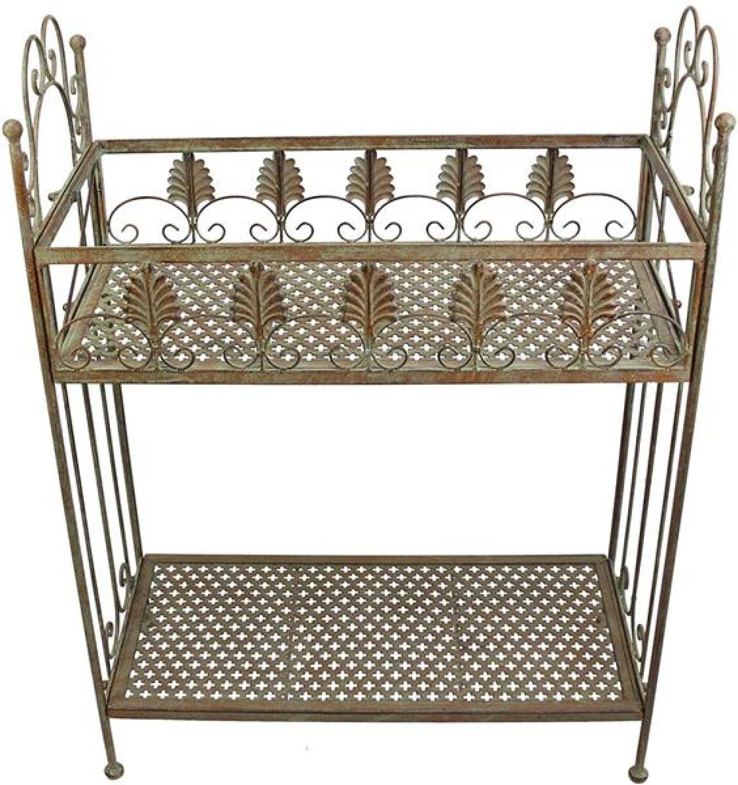 Metallregal im Antik-Design mit Patina, Pflanzenregal, Badregal