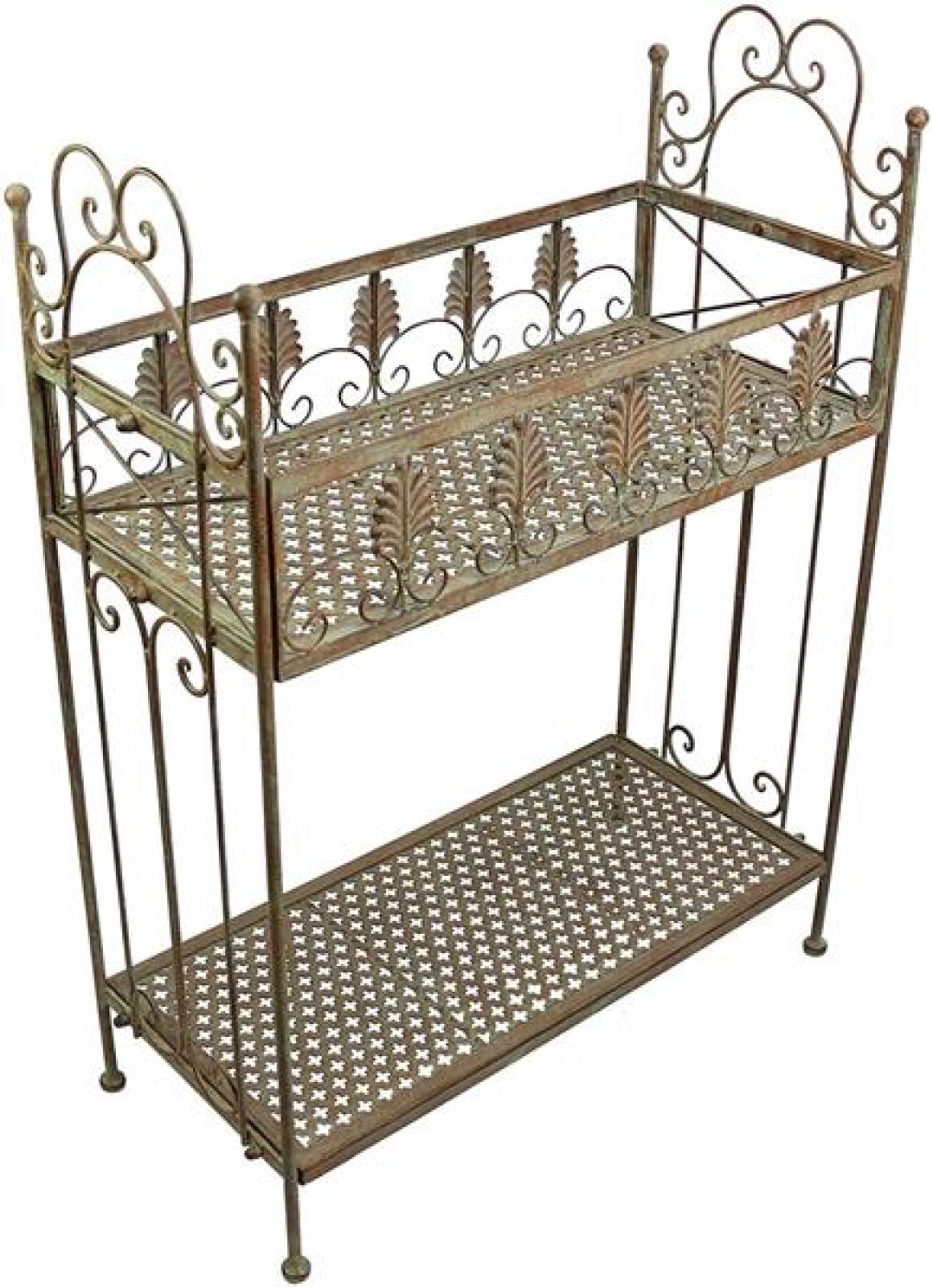 Metallregal im Antik-Design mit Patina, Pflanzenregal, Badregal