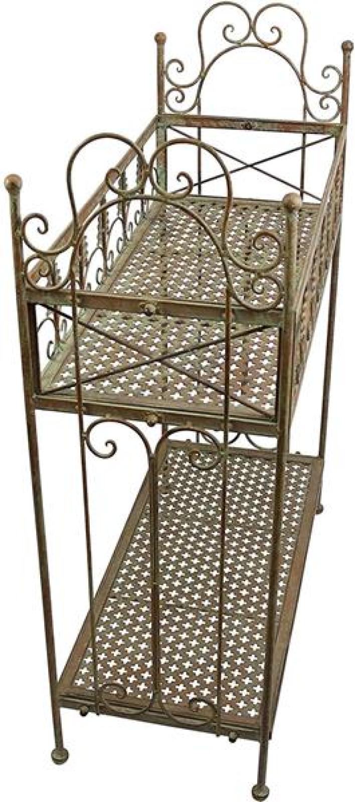 Metallregal im Antik-Design mit Patina, Pflanzenregal, Badregal