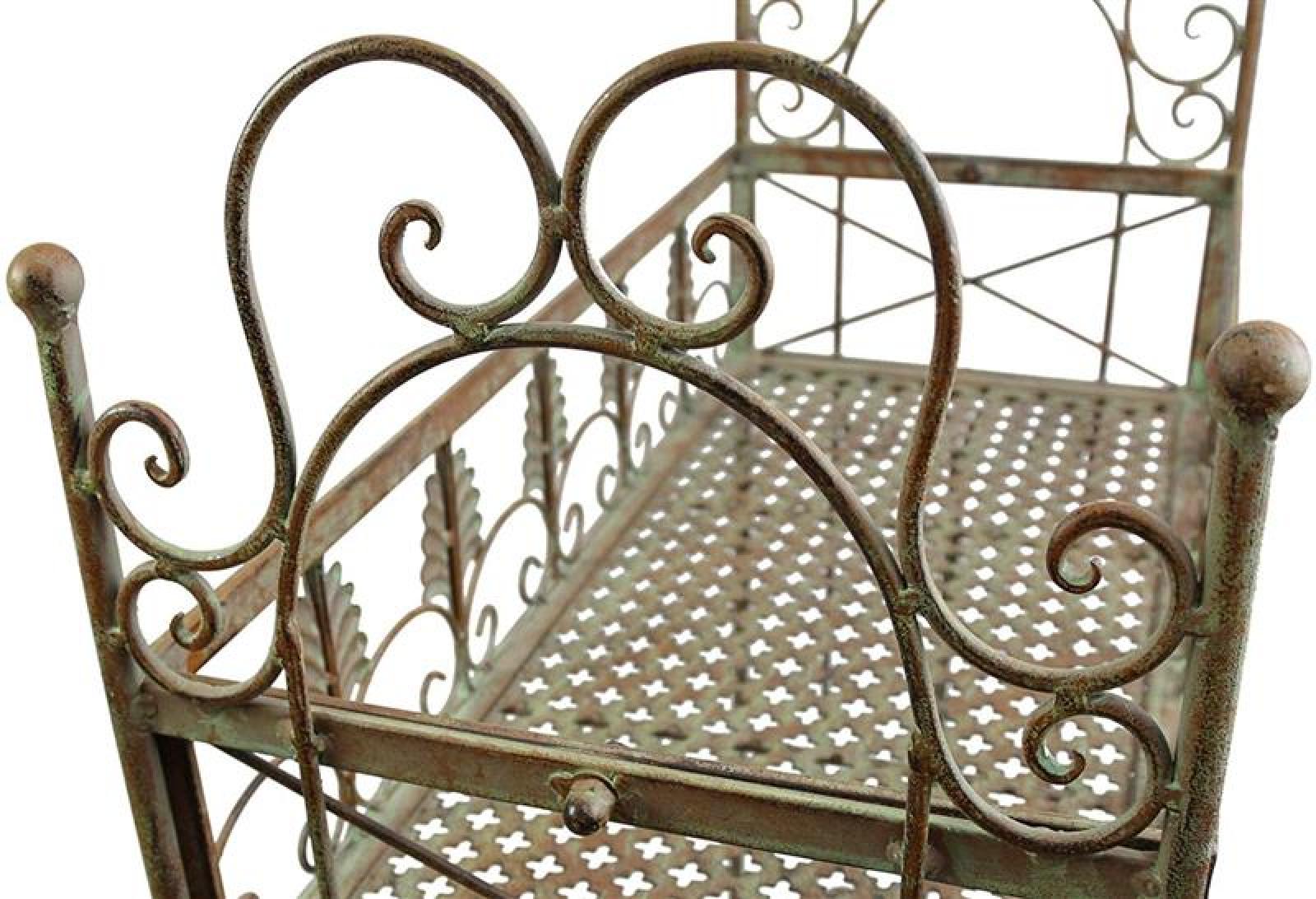 Metallregal im Antik-Design mit Patina, Pflanzenregal, Badregal