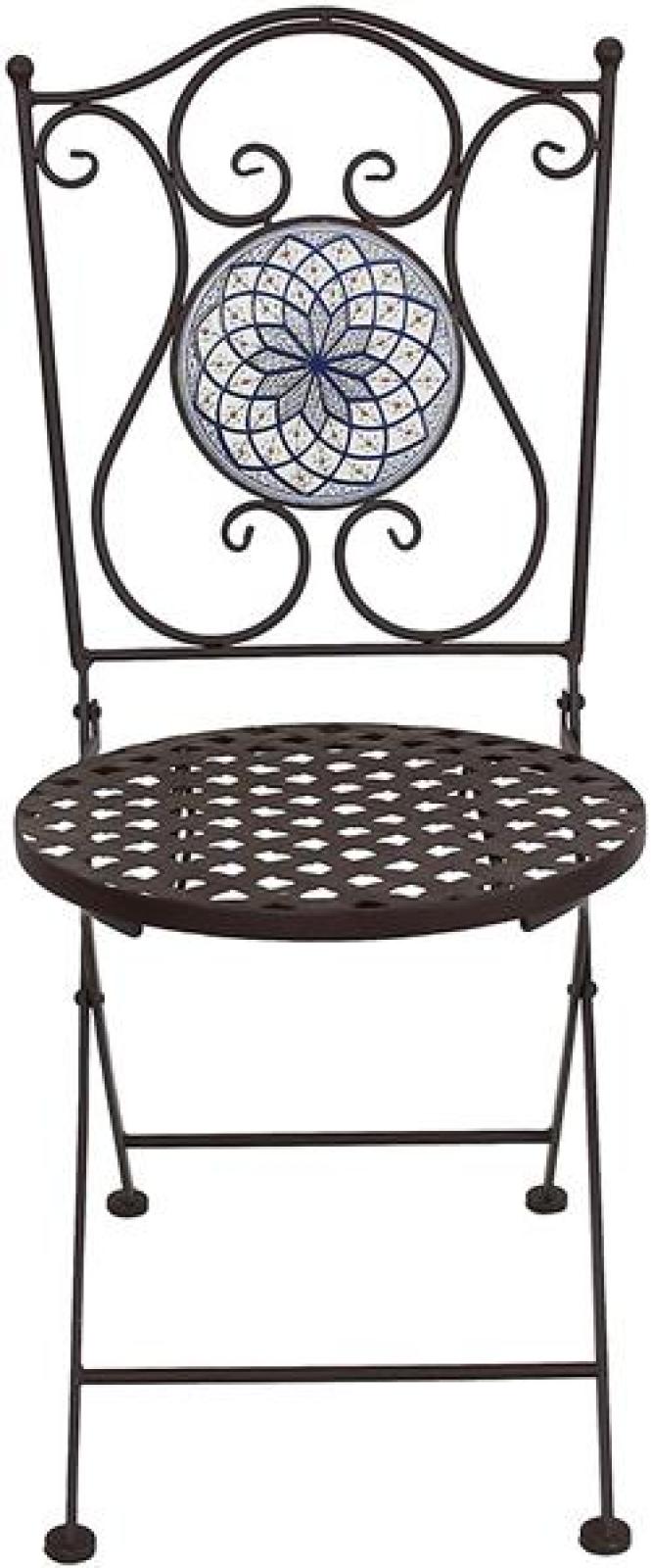 Metall Klappstuhl "Mare" mit Stein Mosaik im Antik Design, Gartenstuhl