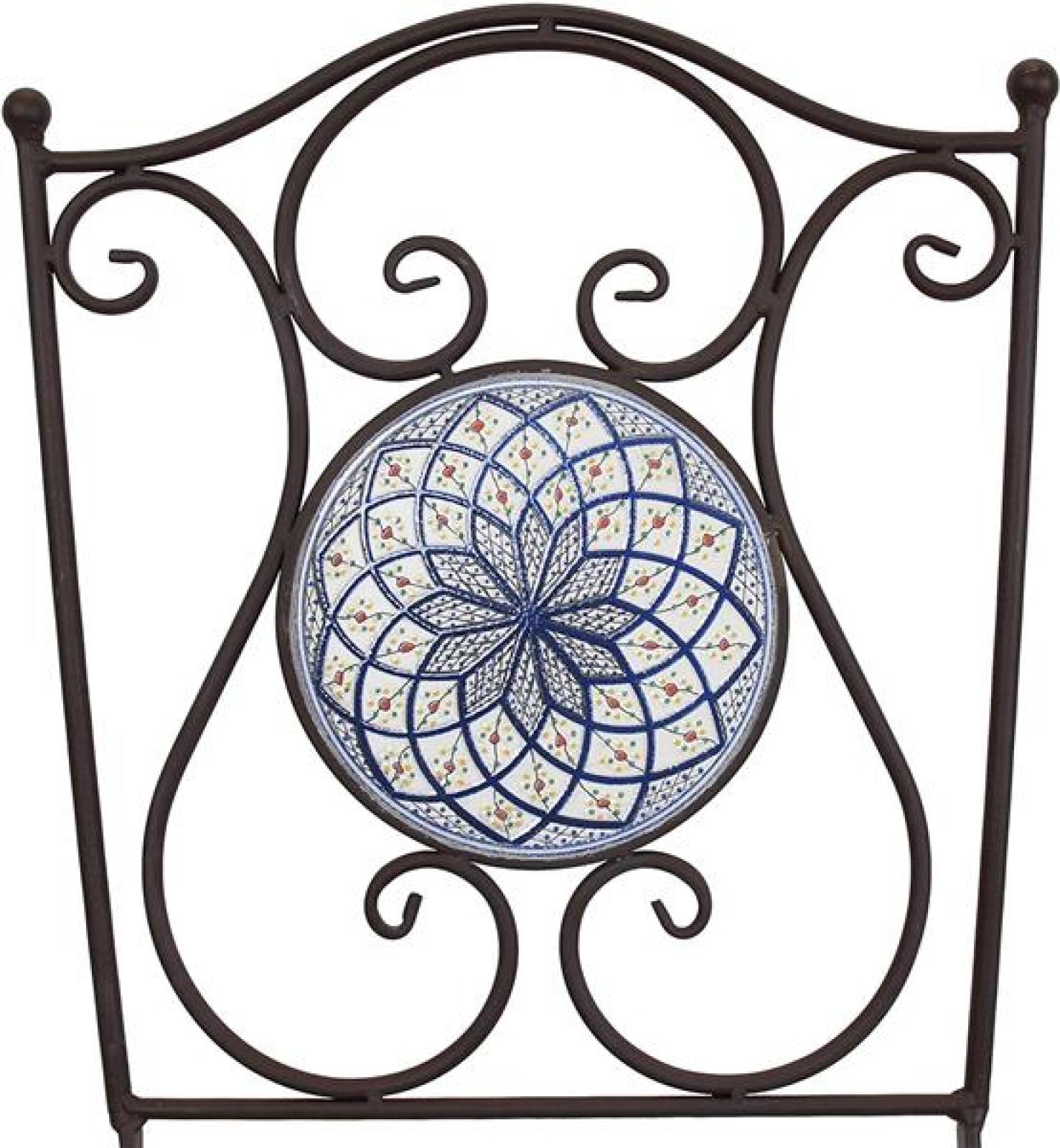 Metall Klappstuhl "Mare" mit Stein Mosaik im Antik Design, Gartenstuhl