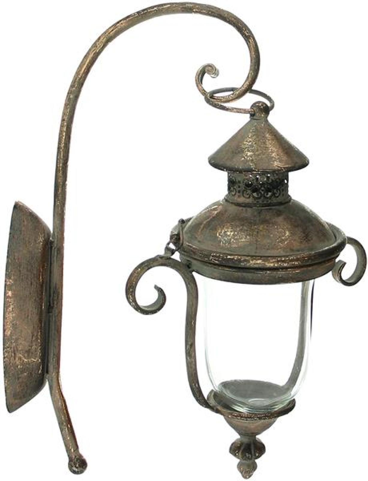 Wandlaterne "Shabby" aus Metall und Glas, Wandkerzenhalter für Garten, Balkon & Terrasse, Gartenlaterne, Wandwindlicht, Kerzenwandhalter
