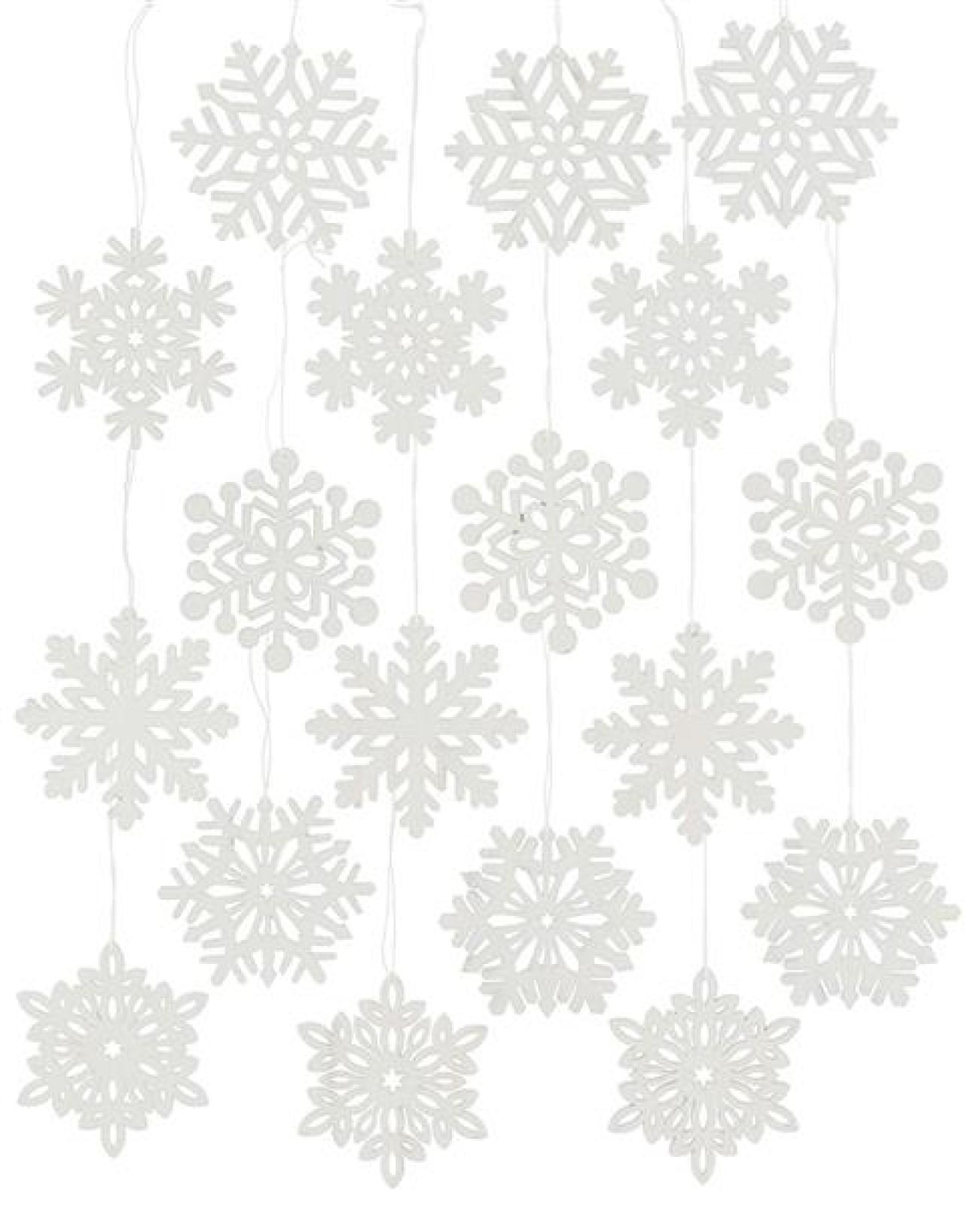 18 Dekohänger "Schneeflocke" aus Holz, weiß, Weihnachtsbaumschmuck