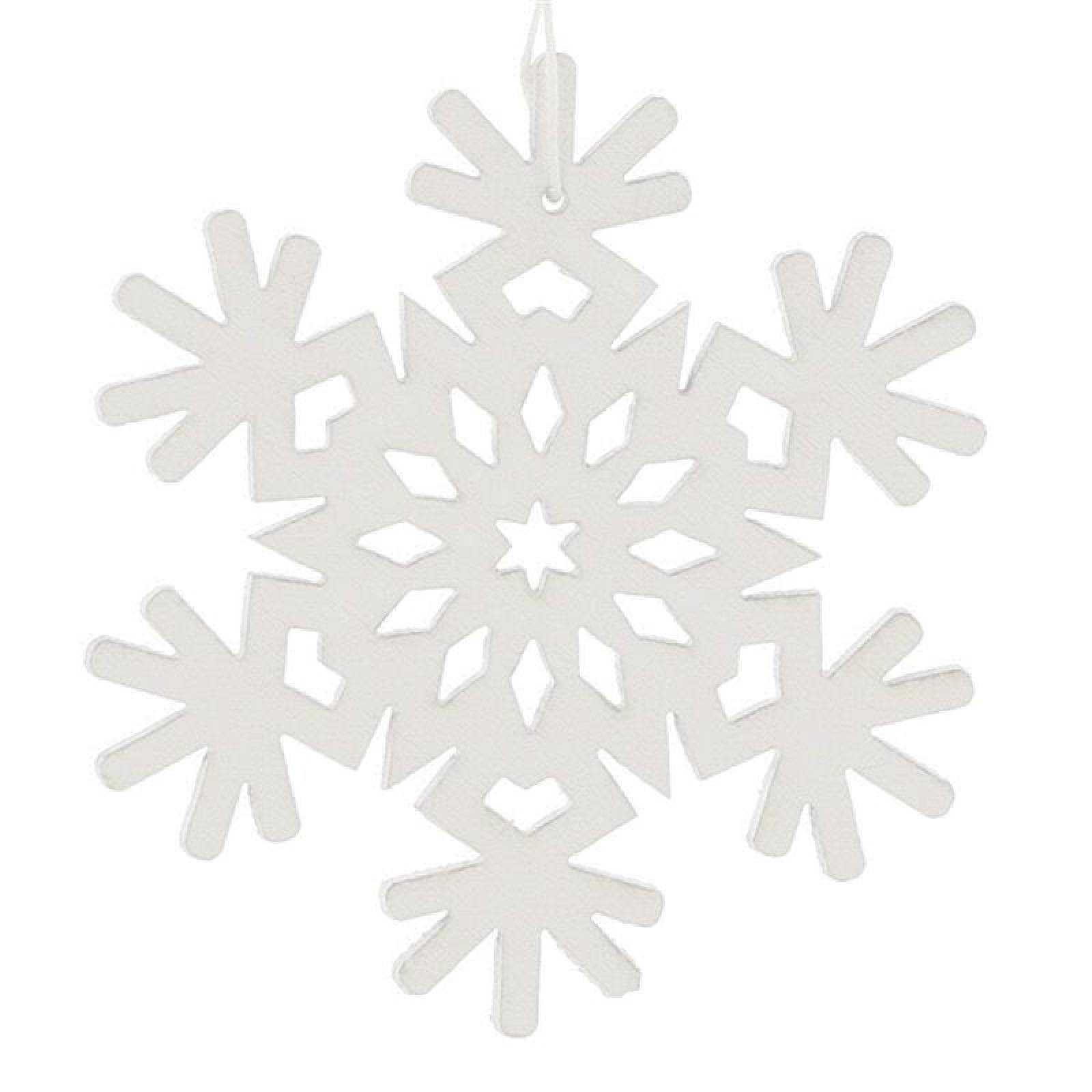 18 Dekohänger "Schneeflocke" aus Holz, weiß, Weihnachtsbaumschmuck