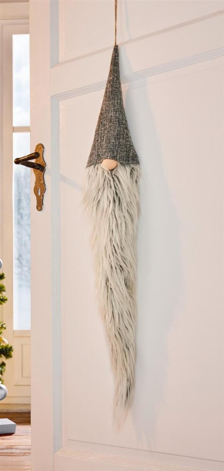 Dekohänger "Wichtel mit Zottelbart", 100 cm hoch, Türdeko, Wanddeko, Weihnachtsdeko