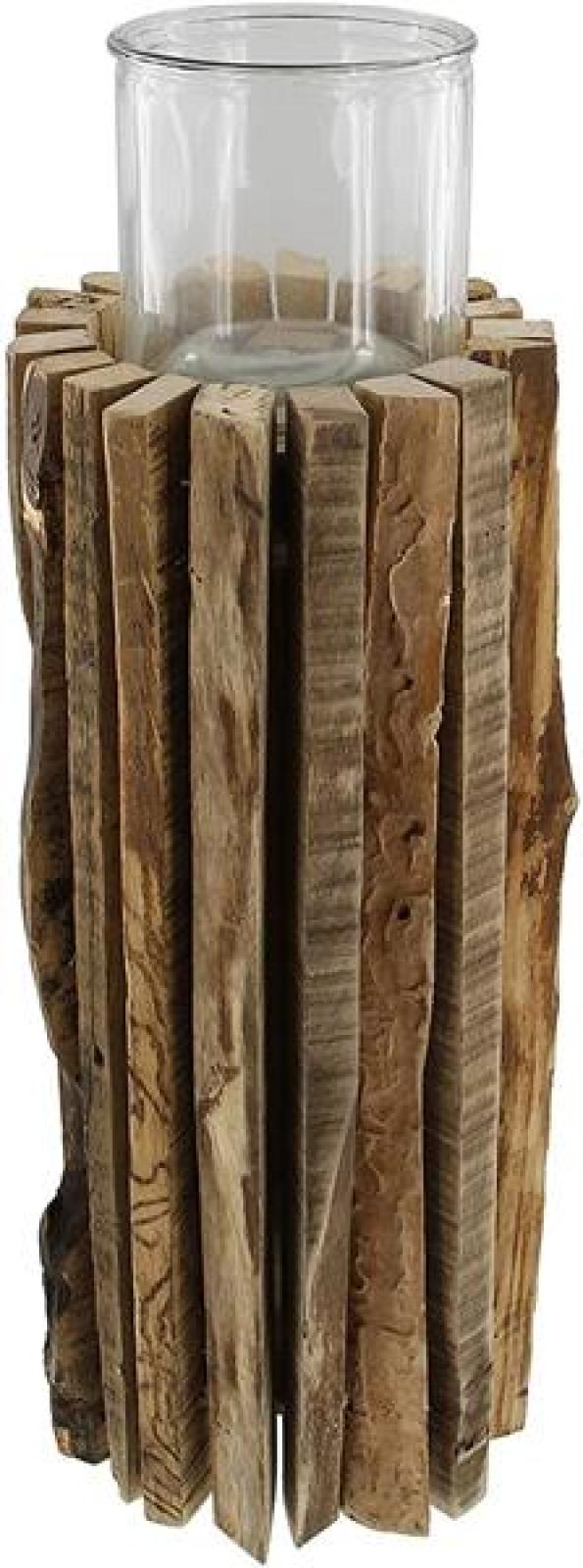 Windlichtsäule "Rustikal" aus recyceltem Holz, 55 cm hoch, Dekosäule, Holzsäule, Dekosäule mit Kerzenglas, Bodenwindlicht, Kerzensäule