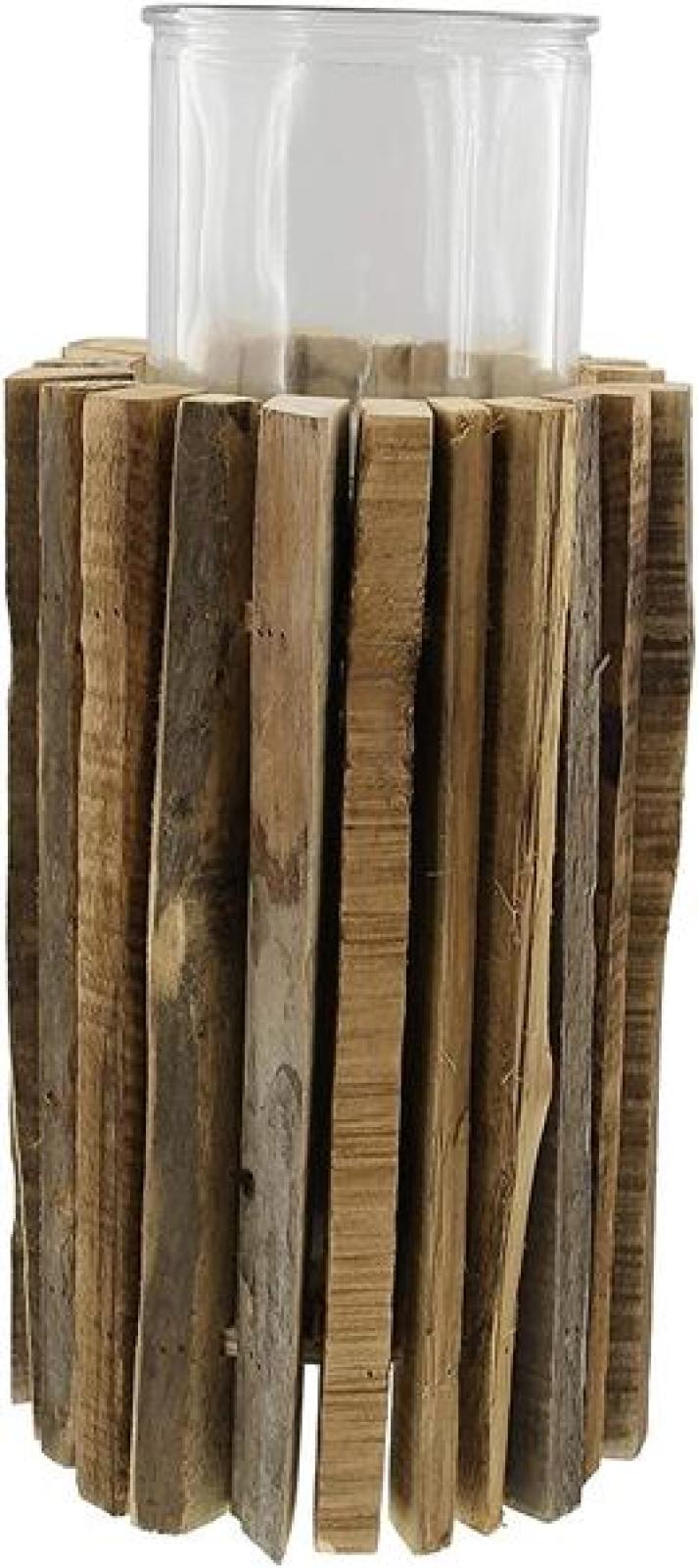 Windlichtsäule "Rustikal" aus recyceltem Holz, 41 cm hoch, Dekosäule, Holzsäule, Dekosäule mit Kerzenglas, Bodenwindlicht, Kerzensäule