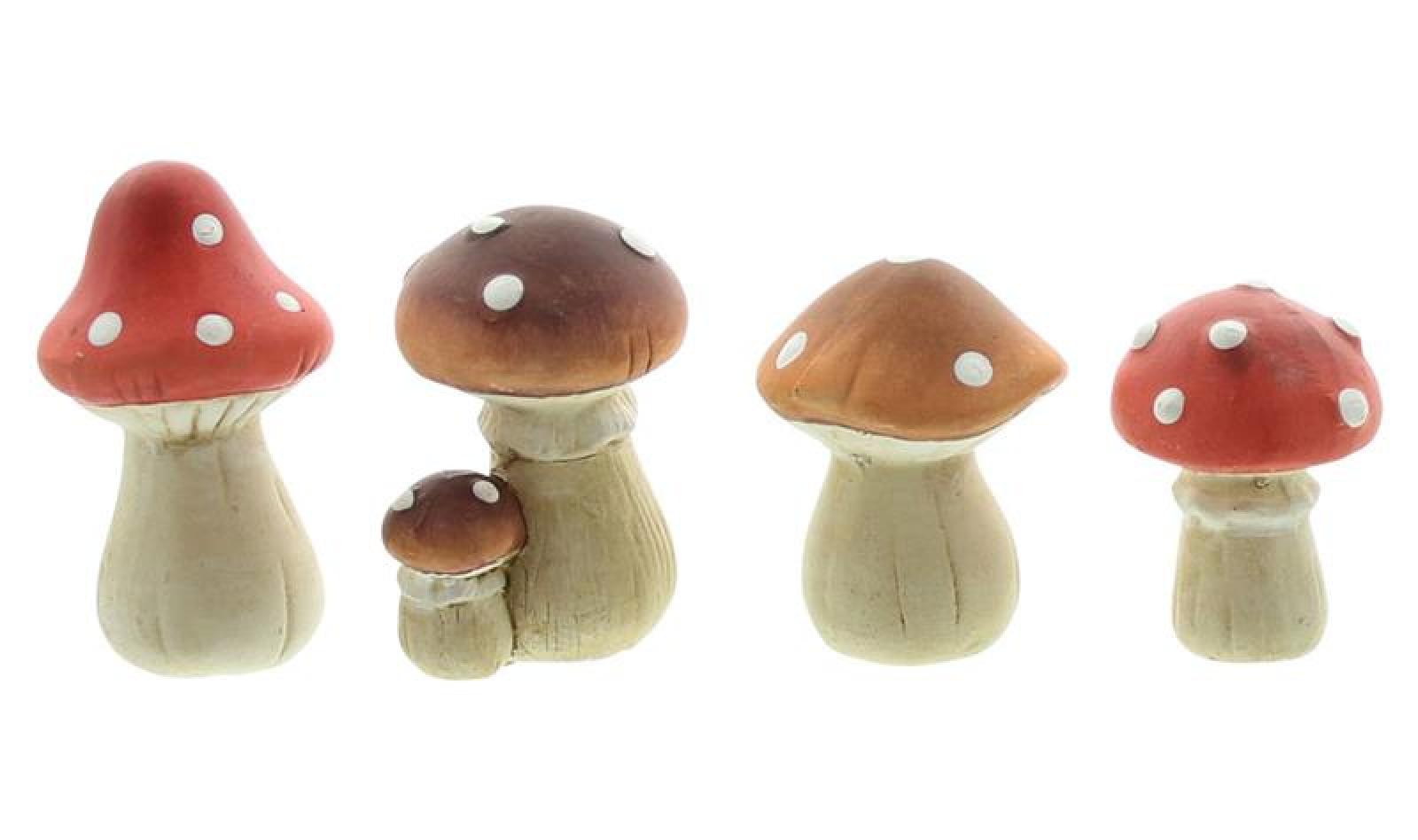 8 kleine Fliegenpilze aus Terracotta, 5 - 7 cm hoch, Herbstdeko, Dekopilze, Dekofiguren Set