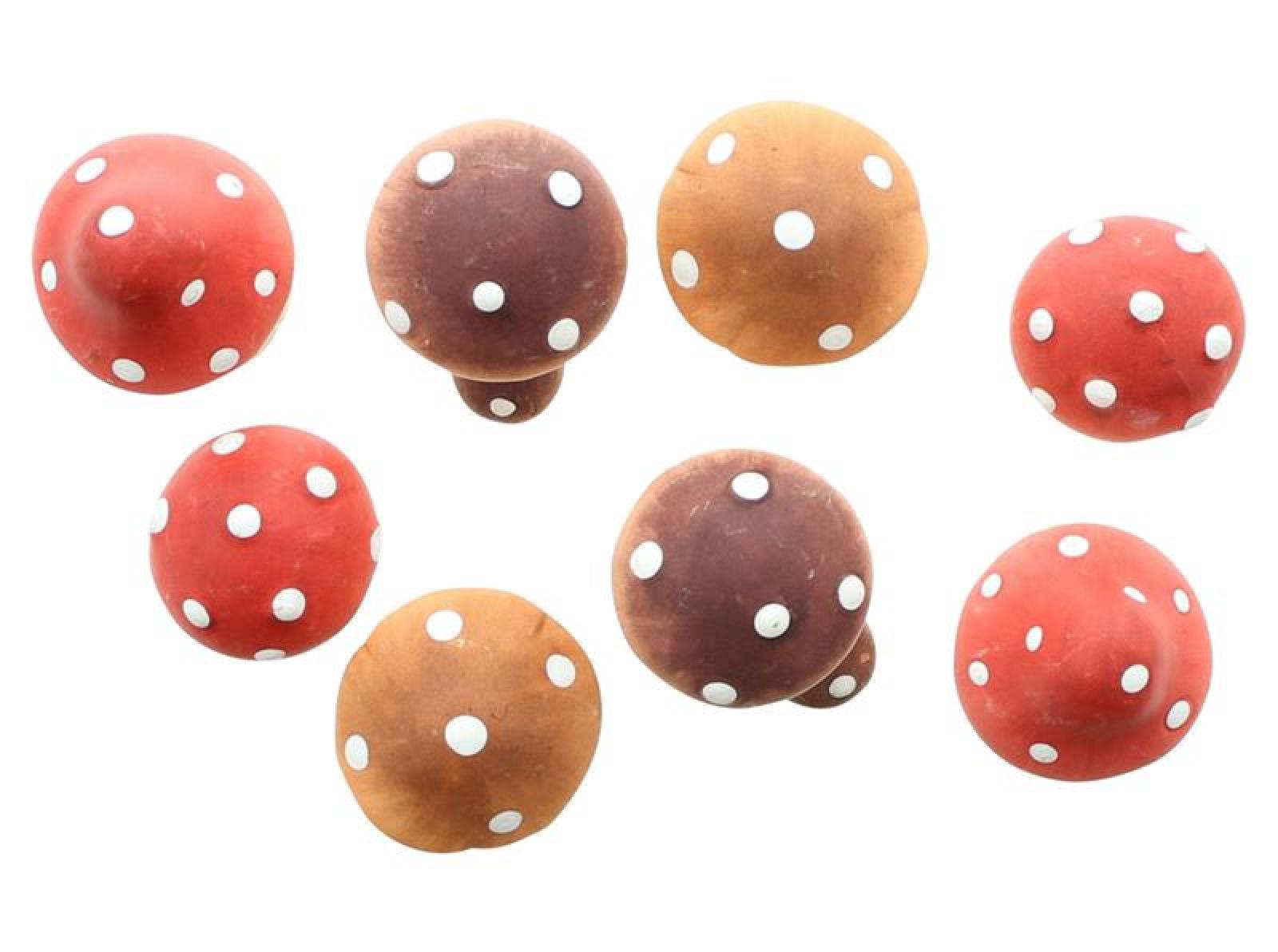 8 kleine Fliegenpilze aus Terracotta, 5 - 7 cm hoch, Herbstdeko, Dekopilze, Dekofiguren Set