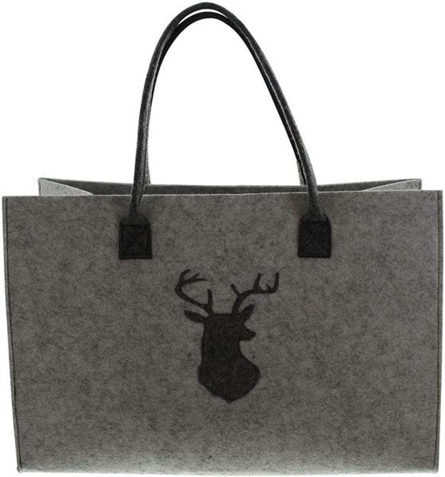 Handtasche aus Filz, grau, stehend, 45x20x30 cm, Damentasche, Shopper, Einkaufstasche