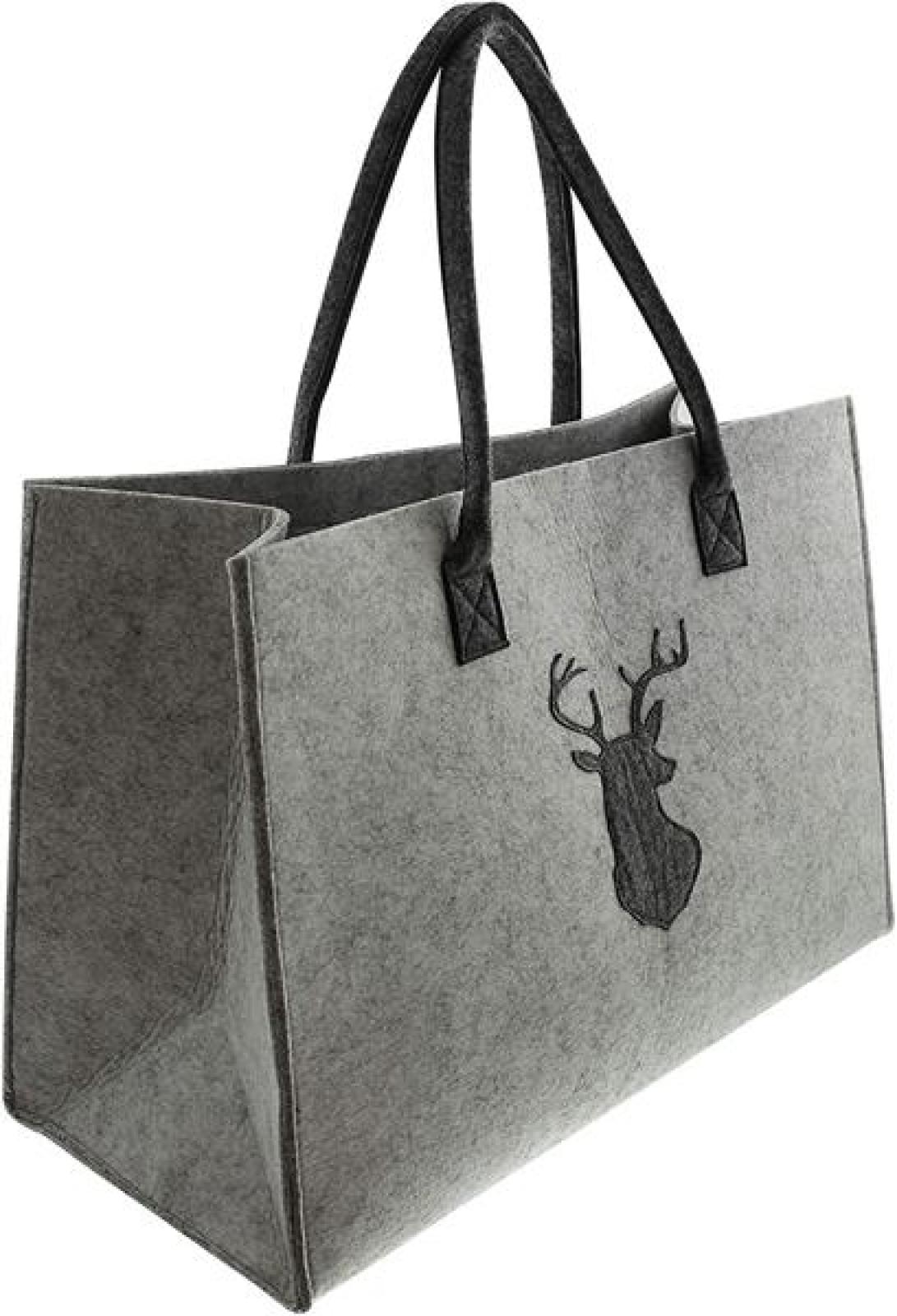 Handtasche aus Filz, grau, stehend, 45x20x30 cm, Damentasche, Shopper, Einkaufstasche