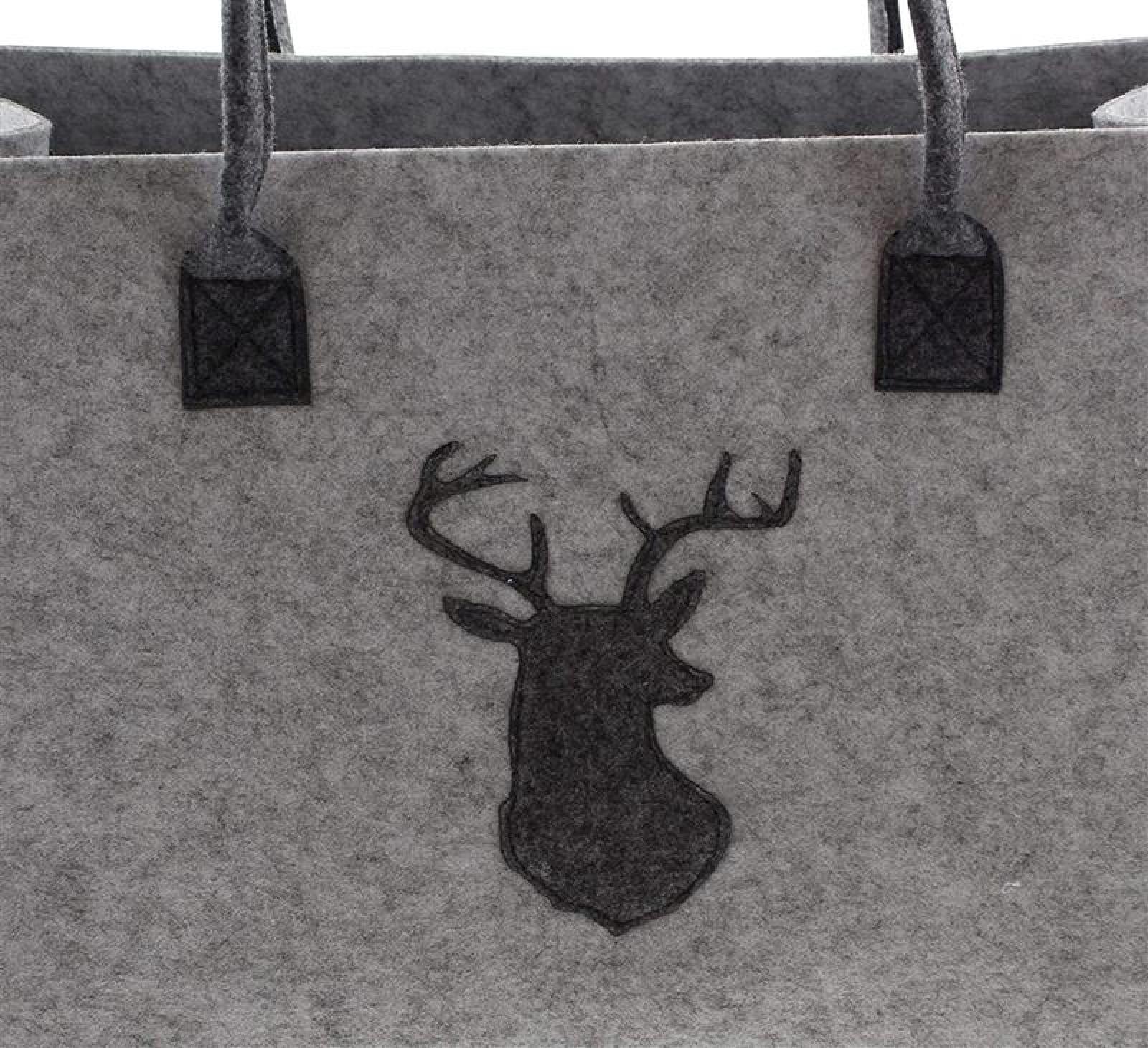 Handtasche aus Filz, grau, stehend, 45x20x30 cm, Damentasche, Shopper, Einkaufstasche