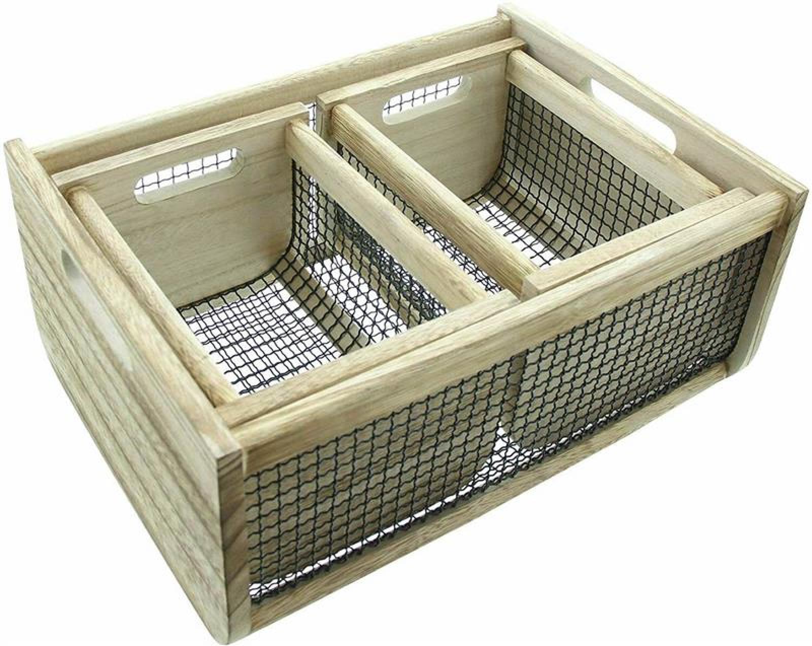 Holzkiste "Trend" mit Metall im 3er Set, Obstkorb, Aufbewahrung, Küche, Deko