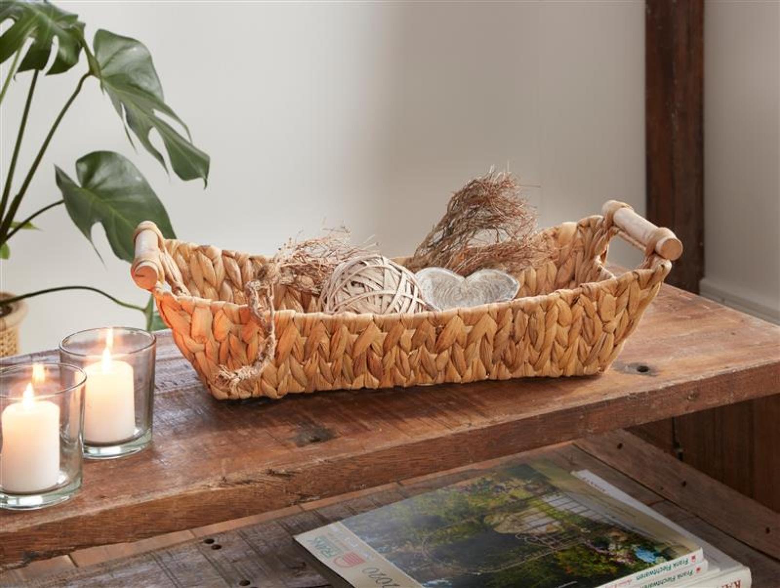 große Schale aus Wasserhyazinthe, 46x19 cm, stabil geflochten, Dekoschale, Obstkorb