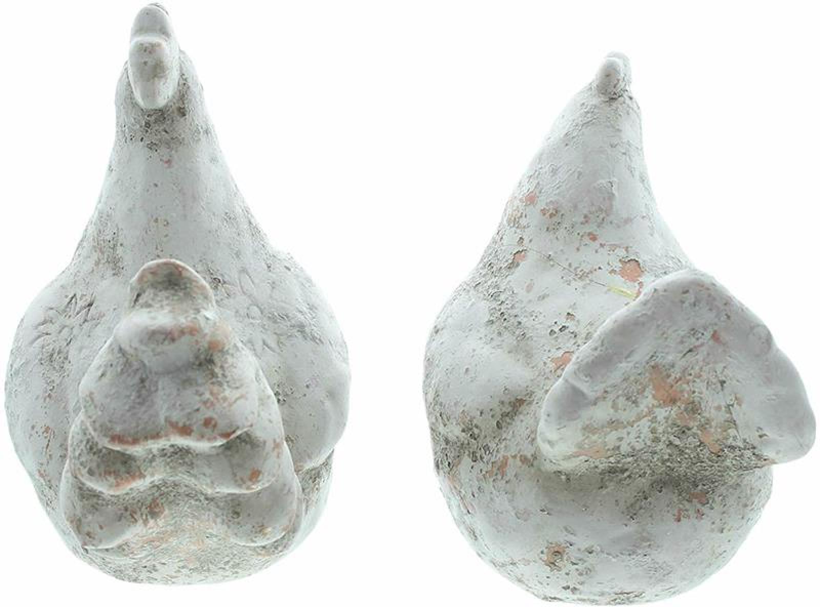 Deko-Figur "Huhn & Hahn", 2er Set, Figurenset aus Terracotta im Shabby-Look