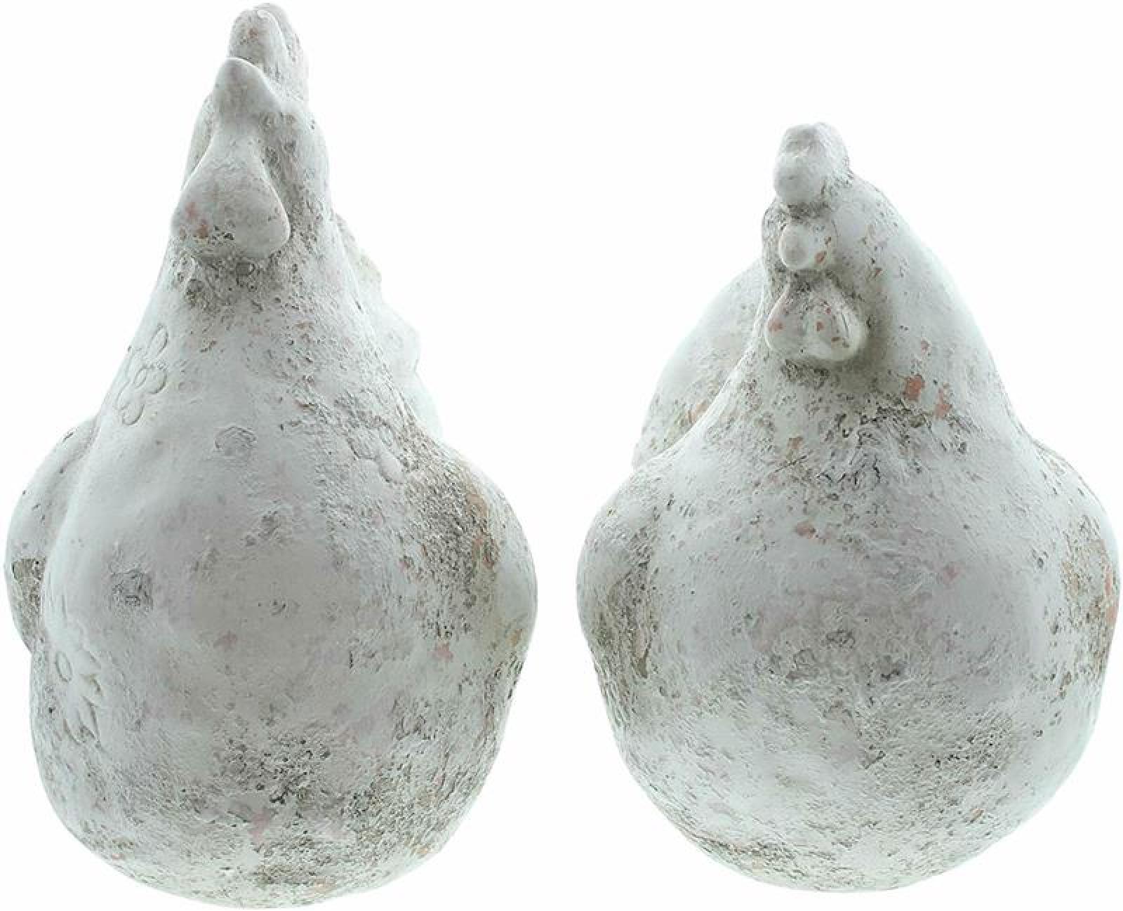 Deko-Figur "Huhn & Hahn", 2er Set, Figurenset aus Terracotta im Shabby-Look