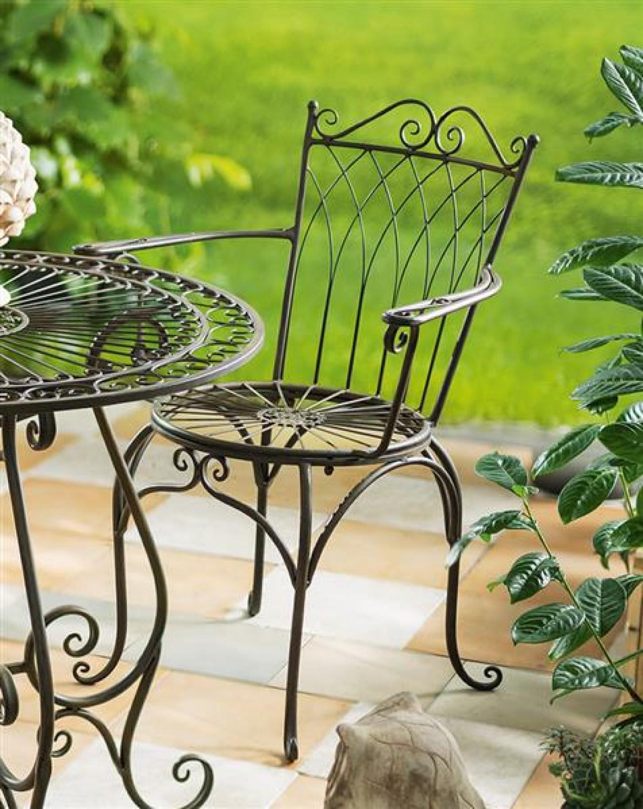 Bistrostuhl 'Flair' aus Metall, Antikoptik, Balkon und Gartenstuhl, Terrassenmöbel
