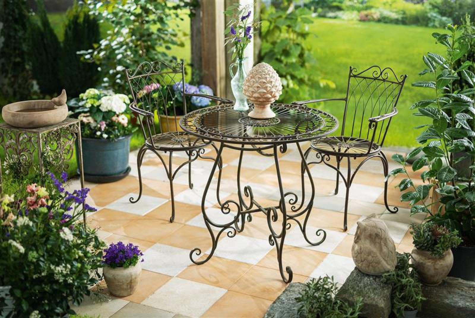 Bistrostuhl "Flair" aus Metall, Antikoptik, Balkon & Gartenstuhl, Terrassenmöbel