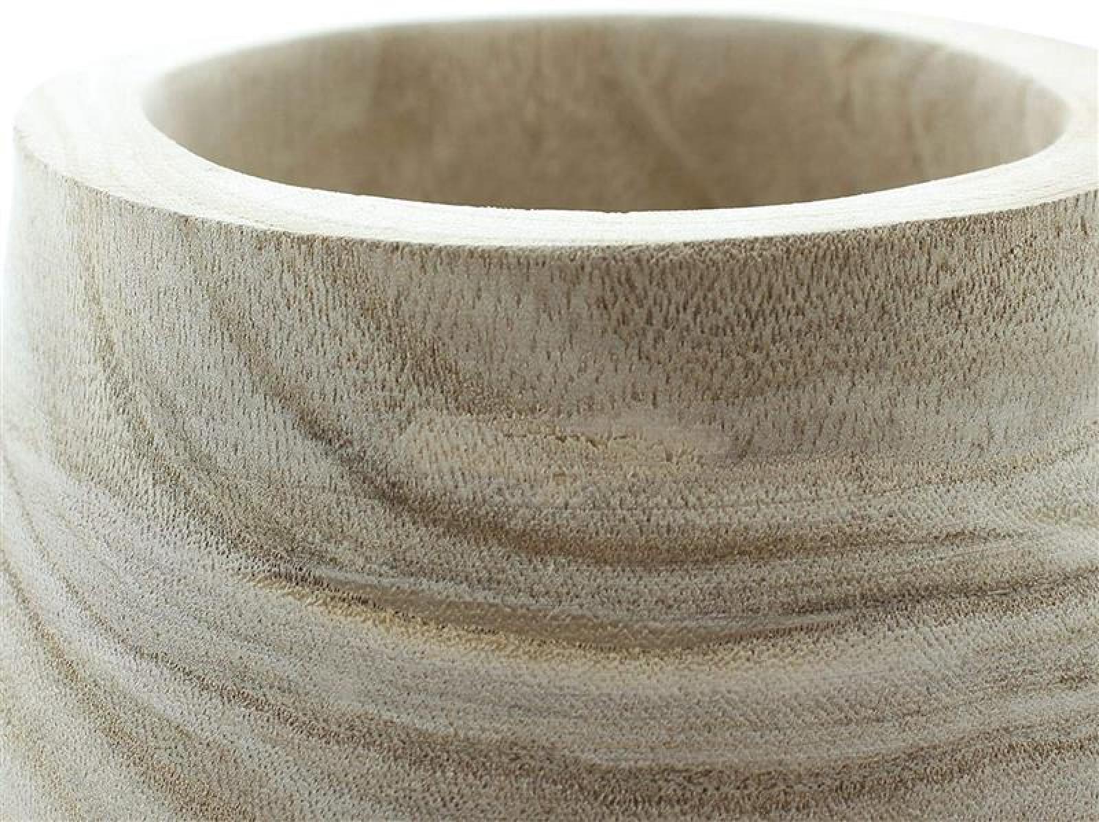 Dekovase "Wood", bauchig, aus naturbelassenem Paulownia Holz, 24 cm hoch, Vase für Trockenblumen, Holzvase, Tischvase
