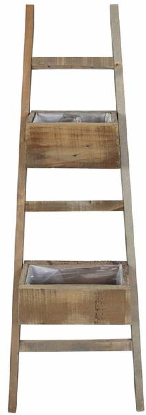 Pflanzleiter "Rustikal" aus recyceltem Holz, 110 cm hoch, mit 2 Pflanzkästen, Balkon & Gartendeko für Draußen, Blumenkasten, Hochbeet