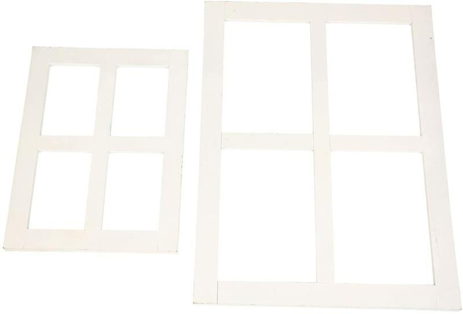 2 Dekofenster aus Holz im Shabby Look, weiß, Deko Fensterrahmen, Holzfenster, Sprossenfenster