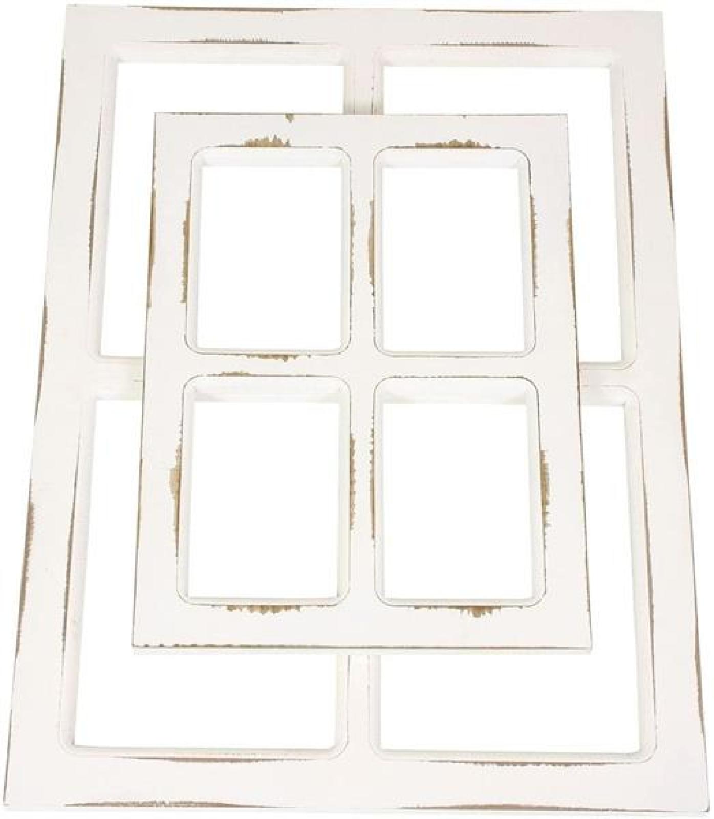 2 Dekofenster aus Holz im Shabby Look, weiß, Deko Fensterrahmen, Holzfenster, Sprossenfenster