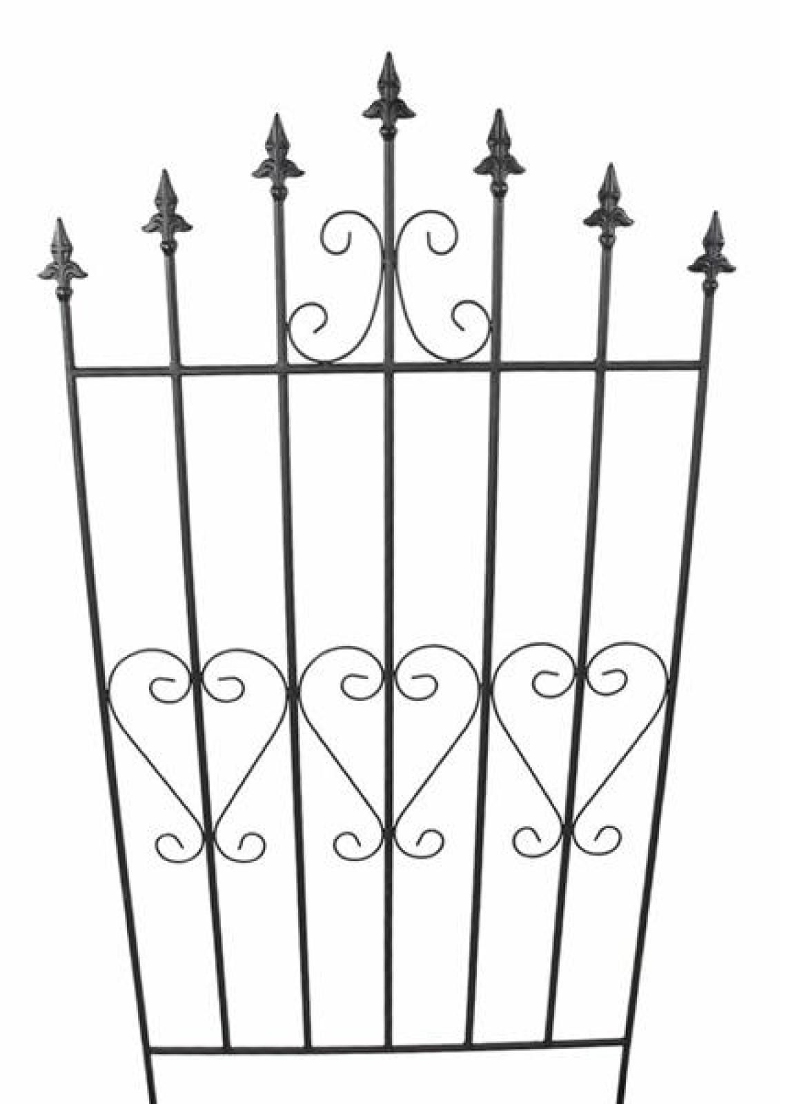 Dekozaun "Lilie" 111 cm hoch aus Metall, schwarz, Vintage Gartenzaun, Metallzaun, Steckzaun, Zierzaun, Vorgartenzaun