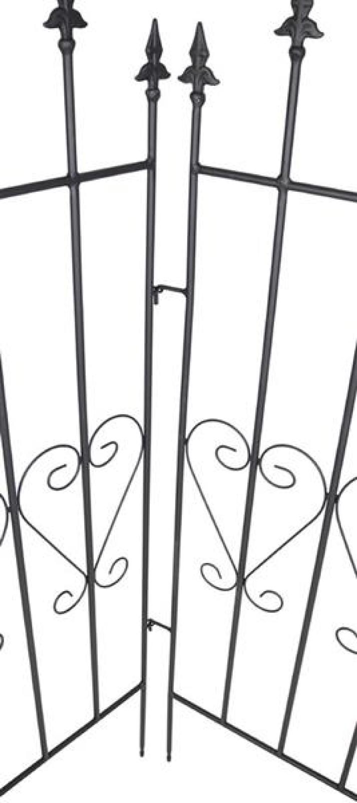 Dekozaun "Lilie" 111 cm hoch aus Metall, schwarz, Vintage Gartenzaun, Metallzaun, Steckzaun, Zierzaun, Vorgartenzaun