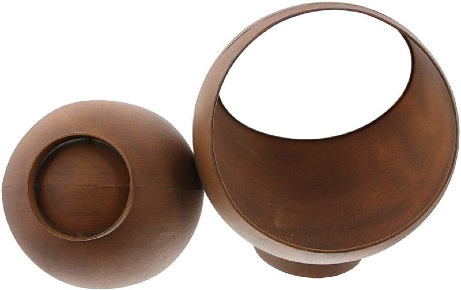 2x Pflanzer "Kugel" aus Metall in Rost Optik, Pflanzschale, Blumentopf, Pflanzgefäß, Gartendeko für Draußen