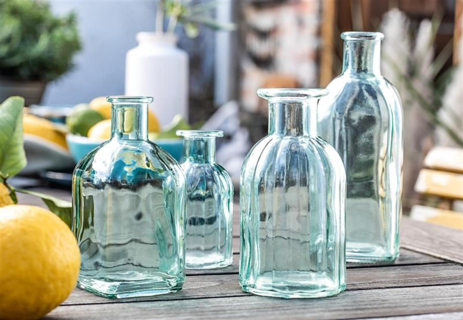 Vase 'Aquagrün', 4er Set, 10-19 cm klein aus klarem Glas, Tischvase, Blumenvase