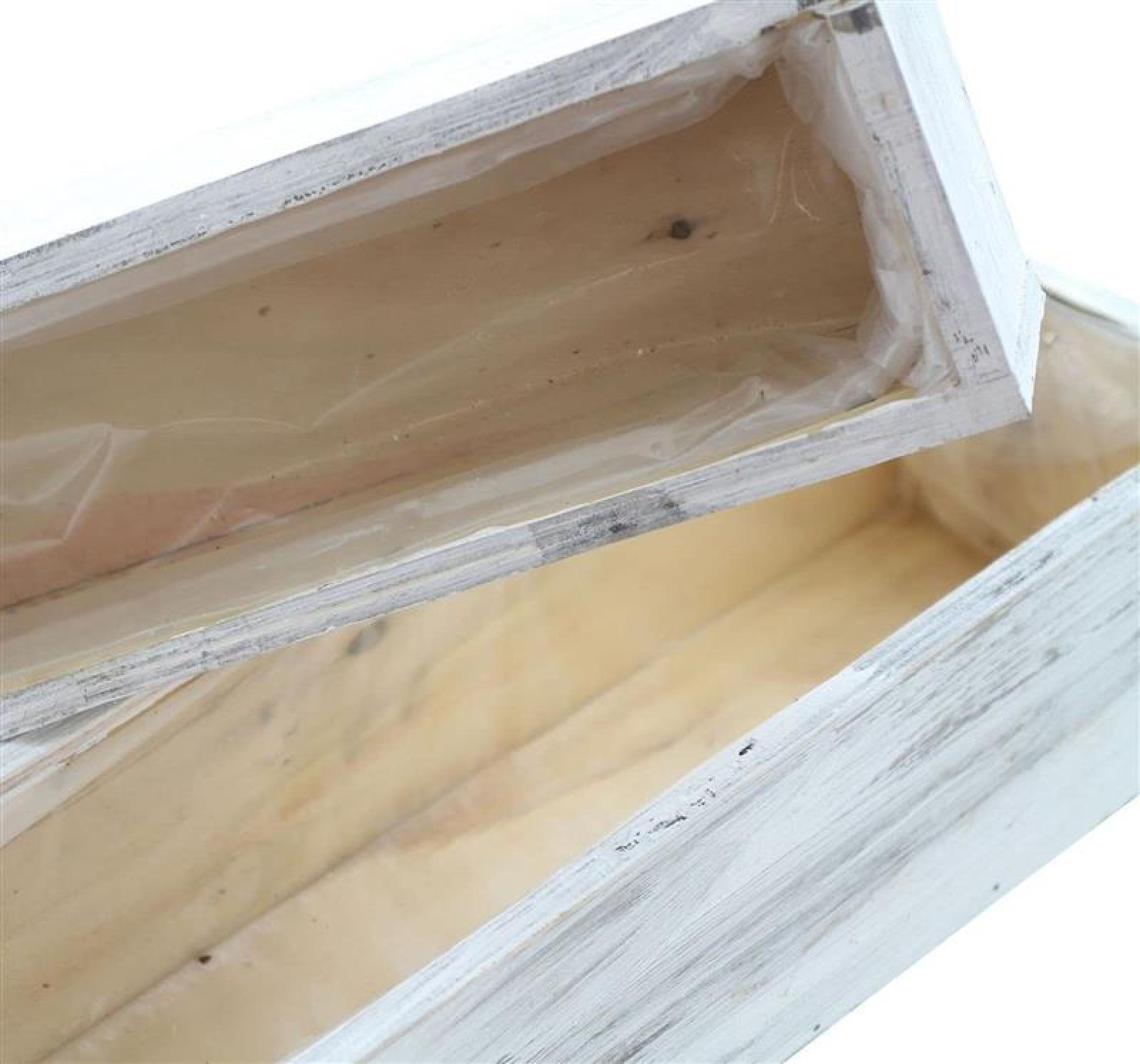 2x Pflanzkasten "Shabby" aus Holz in weiß, Blumenkasten, Balkonkasten, Pflanzgefäß, Gartendeko für Draußen