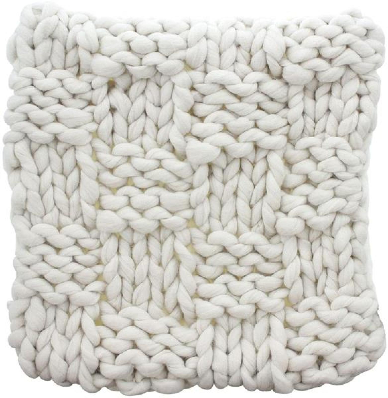 Kissenhülle "Grobstrick" beige, 40x40 cm, Rückseite in Samt Optik, Kissenbezug, Zierkissenbezug