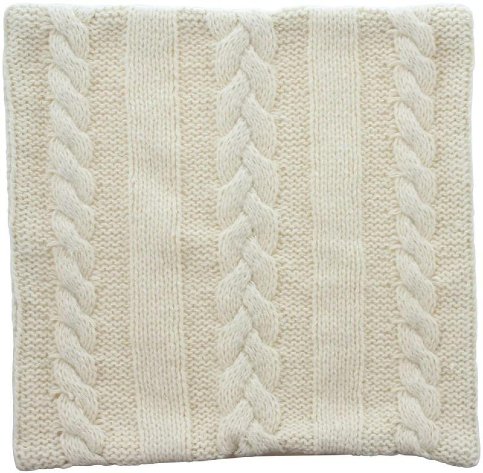 Kissenhülle "Strick" mit Zopfmuster, beige, 45x45 cm, Kissenbezug, Zierkissenbezug