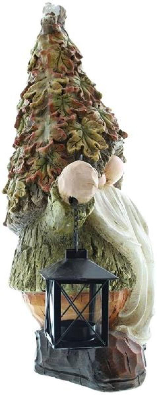 Herbstwichtel 51 cm hoch, mit Laterne für 1 Teelicht, Dekofigur für Draußen, Wichtel stehend, Gartenwichtel, Gartendeko