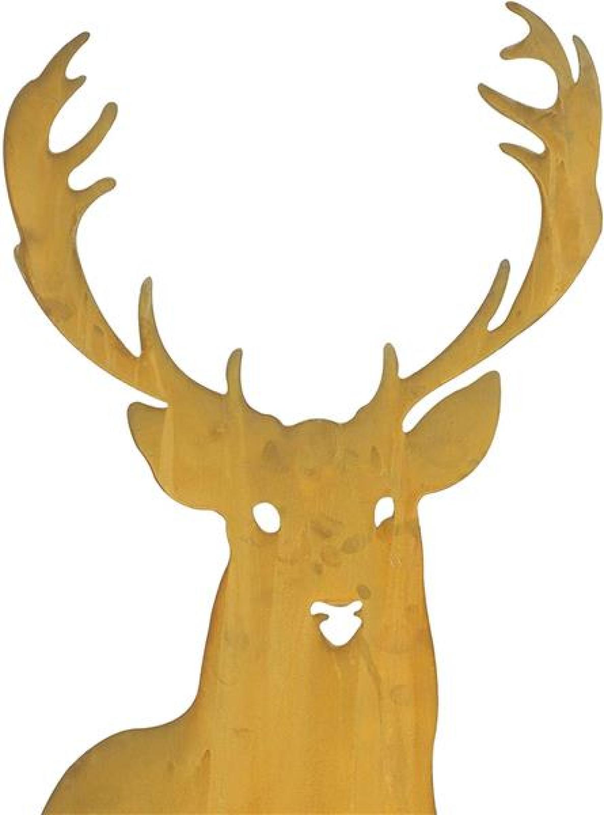 großer Gartenstecker "Hirsch" aus Metall in Rost Optik, 112 cm hoch, Dekostecker, Gartendeko für Draußen
