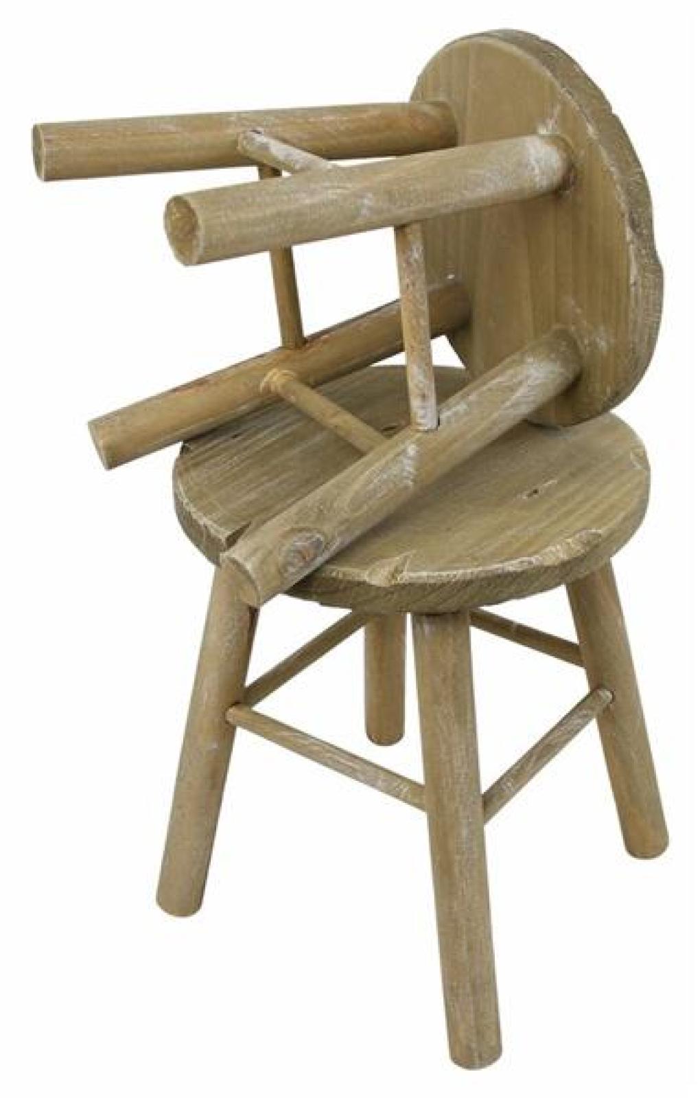 2 Hocker aus Holz, rund, rustikal mit Antik Finisch, Blumenhocker, Sitzhocker